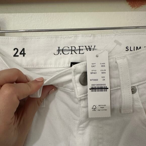 24 J.Crew White Slim Wide Leg Jeans NWT - Picture 5 of 5